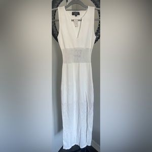 Women Summer V Neck Sleeveless Hollow Out Knitted Dress Slim Midi Dresses